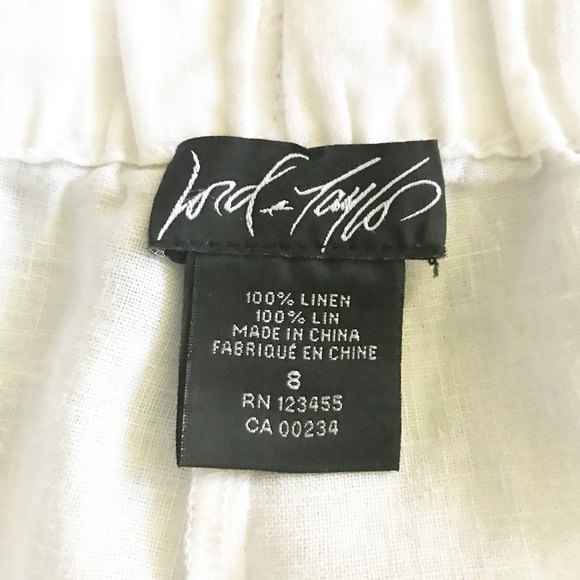 NWOT LORD & TAYLOR 100% LINEN PANTS SIZE 8 - Picture 5 of 5